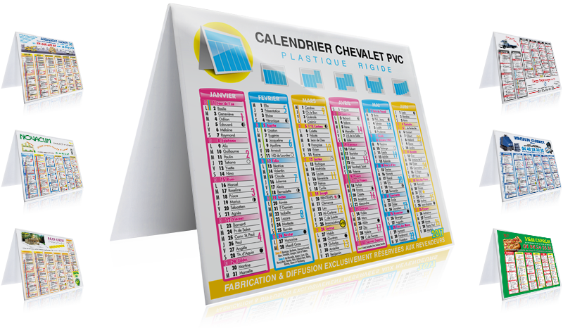 Calendriers Chevalets Plastiques rigides PVC